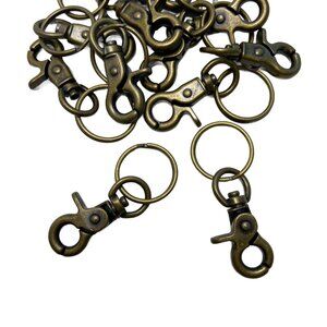 12 Keychains Clips Rings Vintage Style Antique Bronze Tone Craft Supplies